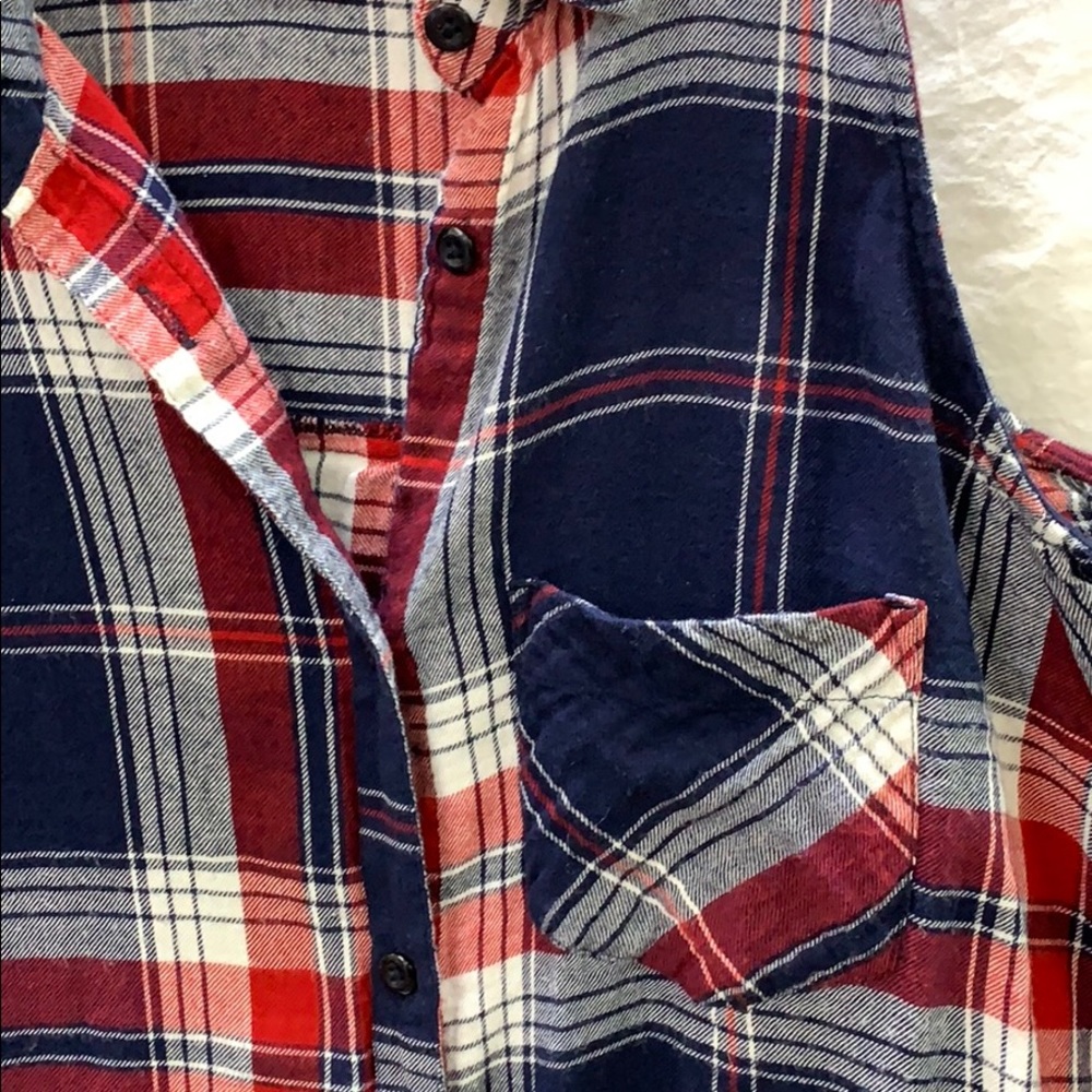 Abound Plaid Cold Shoulder Flannel - Picture 4 of 6